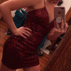 Short burgundy homecoming/courtwarming dress